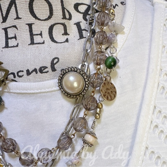 Zoisite Ruby handmade chunky layered statement multi charms necklace - Picture 10 of 14